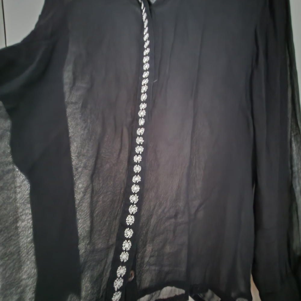 Tristan Black Sheer Button-Down Shirt - Picture 6 of 6